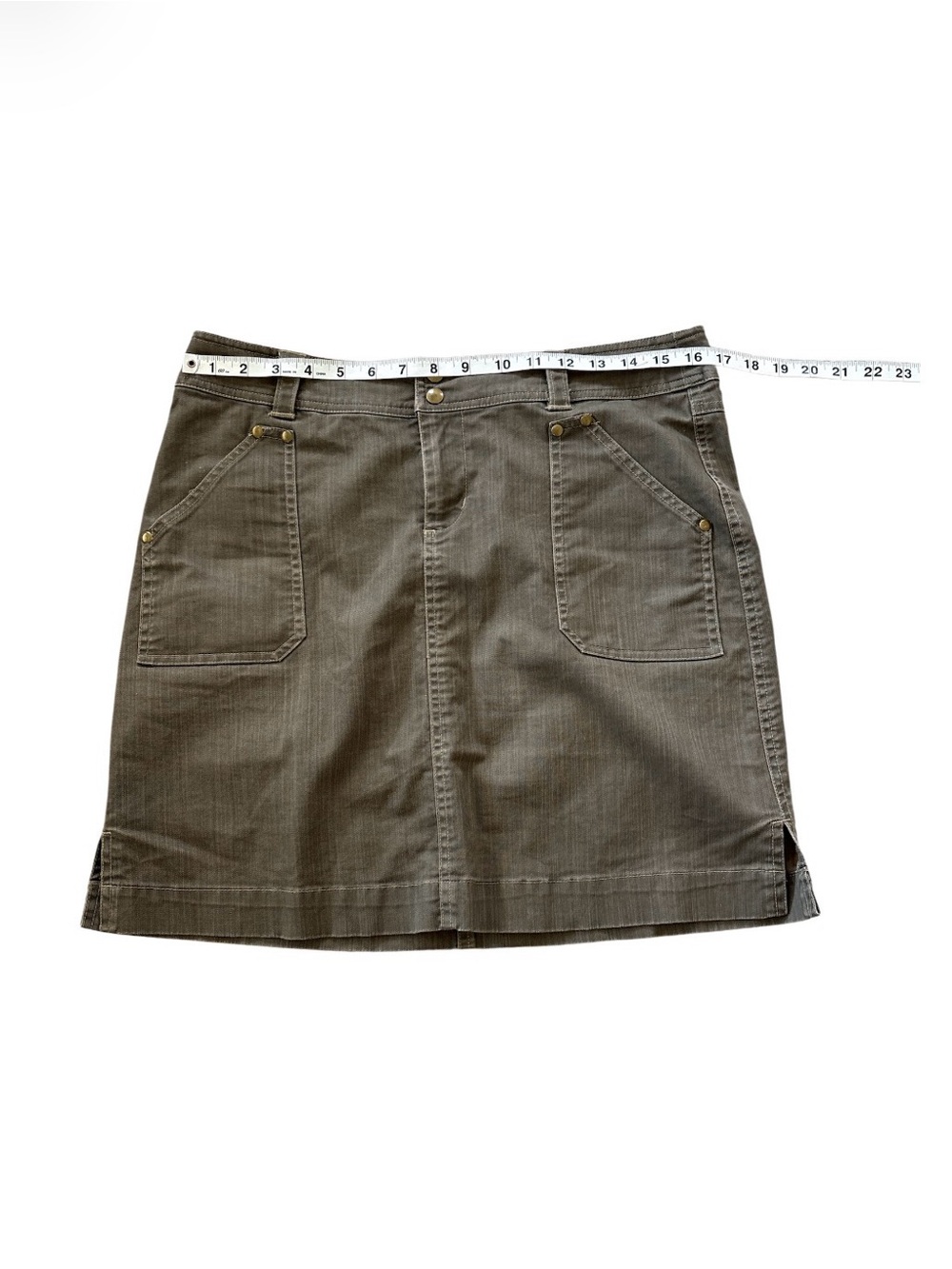 KÜHL Adventure Denim Skirt Women’s Rugged Brown Utility Pocket Skirt Size 10 - Picture 7 of 8
